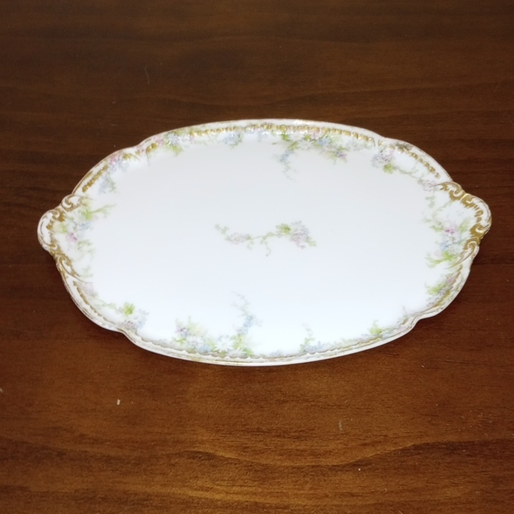 Haviland Limoges Floral Gold Trimmed Serving Dish - Vintage!